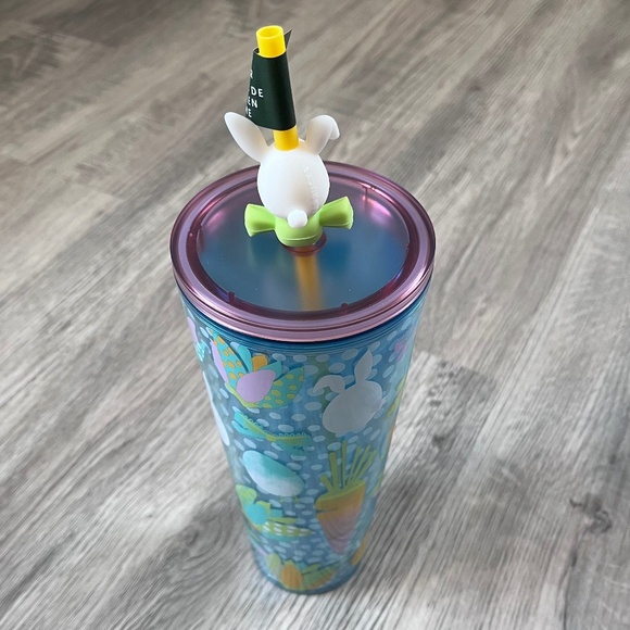 NWT Starbucks 2025 Easter Floral Carrots & Bunny Venti Tumbler with Bunny Topper - Picture 2 of 9